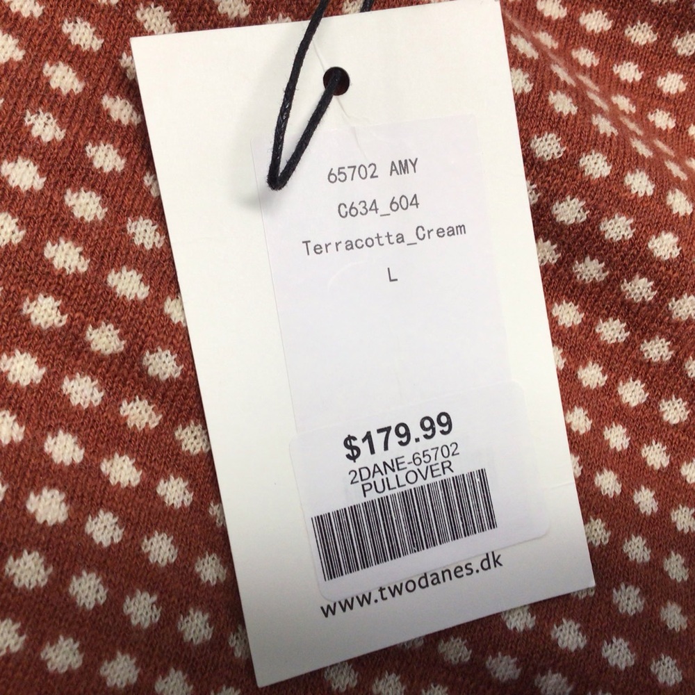 “NWT” TWO DANES COPENHAGEN 100% COTTON CREWNECK PULLOVER SWEATER SIZE LARGE - Picture 10 of 10